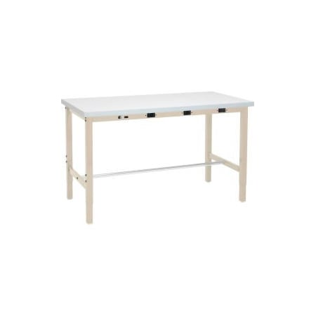 Global Equipment 72 x 30 Adjustable Height Workbench - Power Apron, ESD Square Edge Tan 606994BTNA